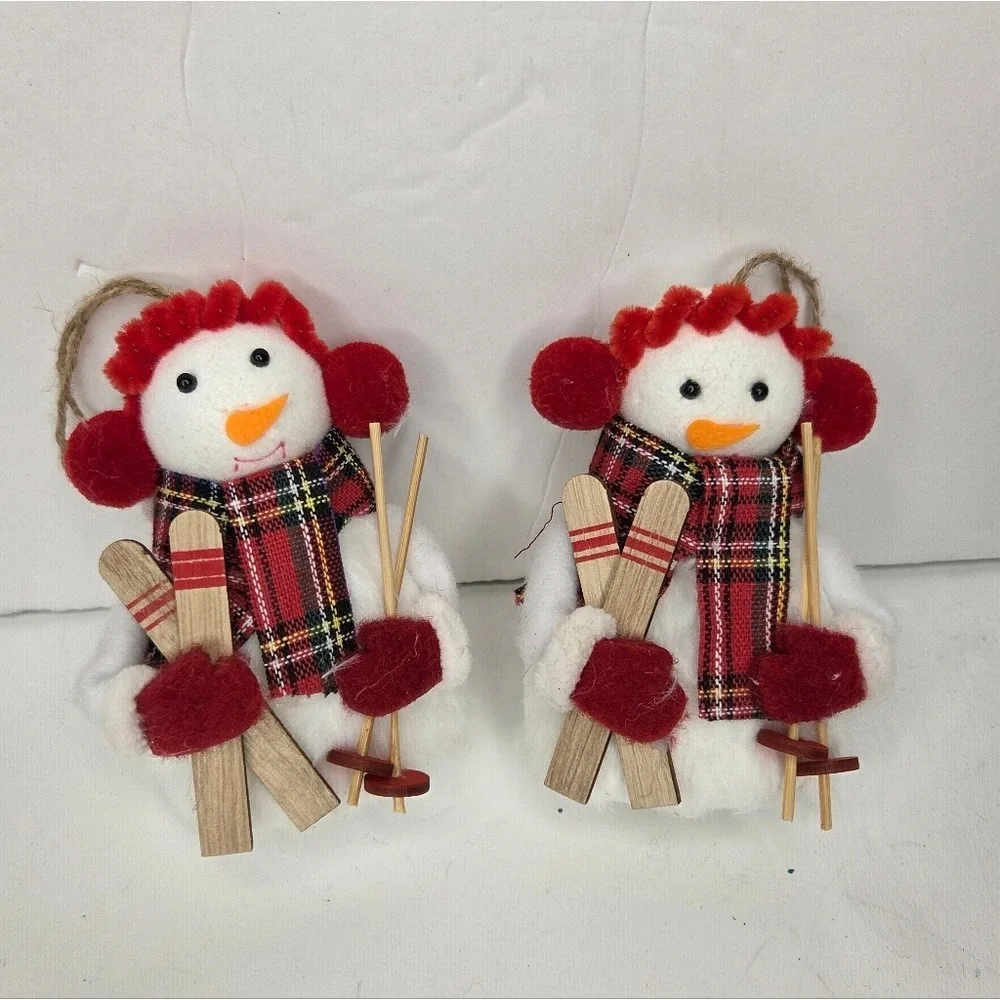 Snowskiing Snowman Christmas Tree Ornaments Set